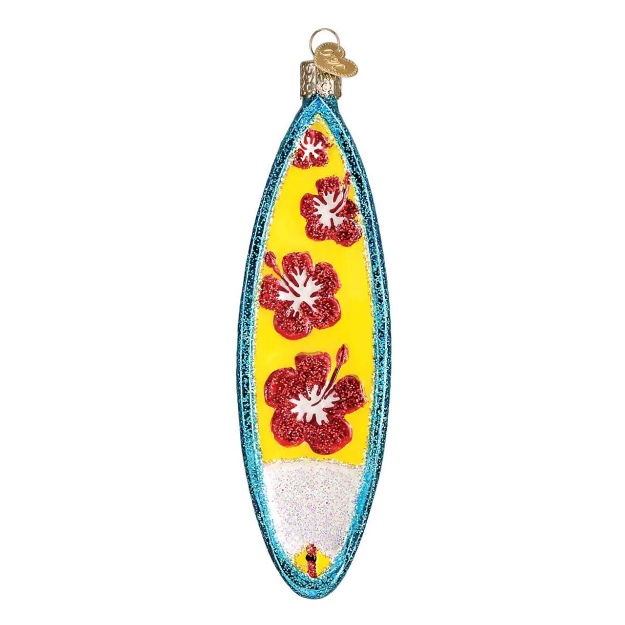 Old World Christmas 6.0 Inch Surfboard Tree Ornament , Surfing Waves Ocean Beach